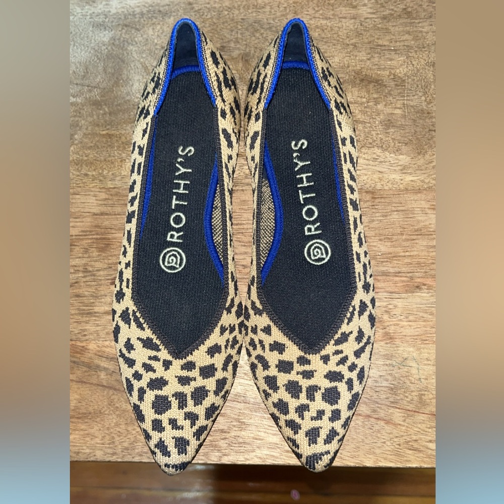 Rothy's Tan and Black Leopard Flats